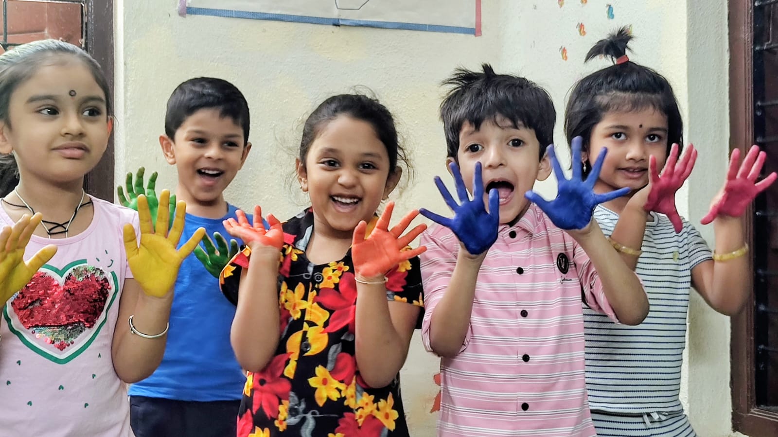 Tag Play School children engaged in creative learning activities at Masab Tank, Hyderabad campus