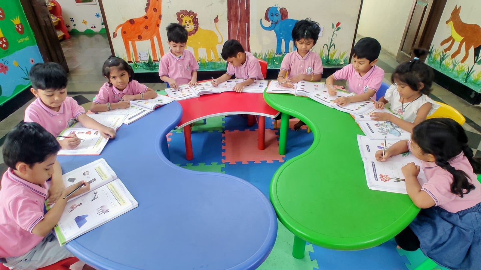 Vibrant classroom with interactive learning stations at Tag Play School preschool in Masab Tank, Hyderabad